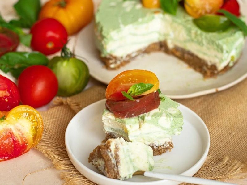 La recette du cheesecake basilic et tomates cerise frais et facile à faire