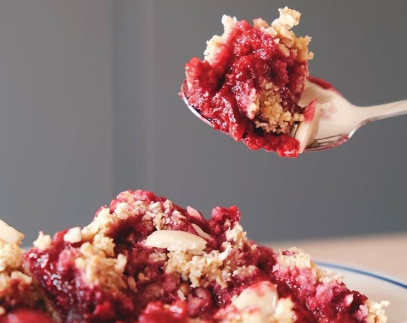 La recette de crumble framboises l&eacute;ger maison