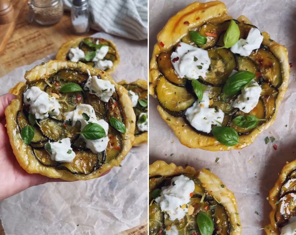 La recette de tarte tatin courgettes, burrata et ch&egrave;vre maison facile