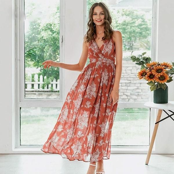 robe-fleurie-rouge-longue