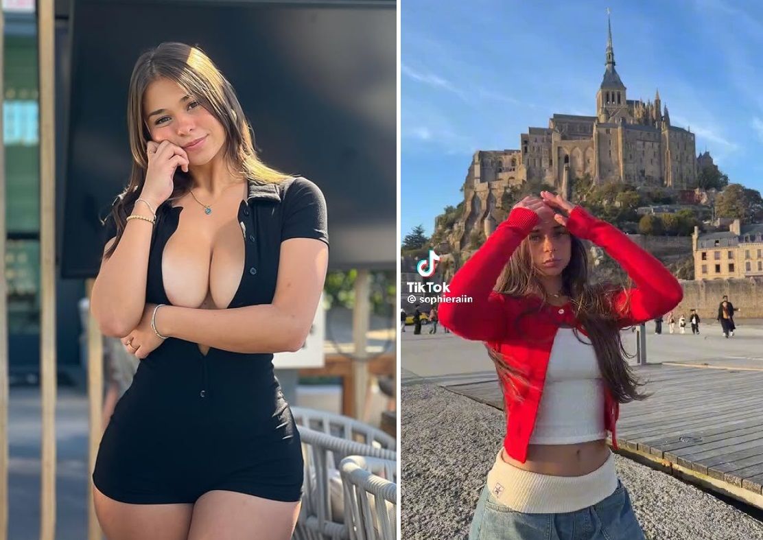 Sophie Rain, la star OnlyFans aux 16 millions d'abonn&eacute;s, fait le buzz sur TikTok en dansant devant le Mont-Saint-Michel