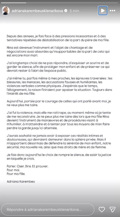 Je ne peux plus me taire : Adriana Karembeu accuse le père de sa fille et brise un silence lourd de sens