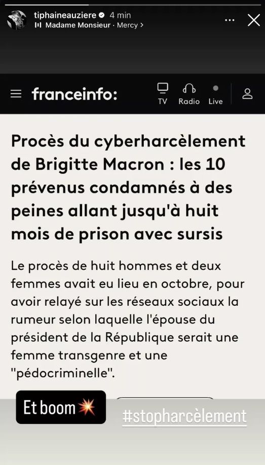 Et boom : la réaction très remarquée de Tiphaine Auzière après le verdict de cyberharcèlement de Brigitte Macron