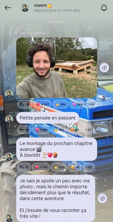 Le chemin importe plus que le résultat : 4 mois plus tard, Vianney donne des nouvelles de sa cabane en pleine nature