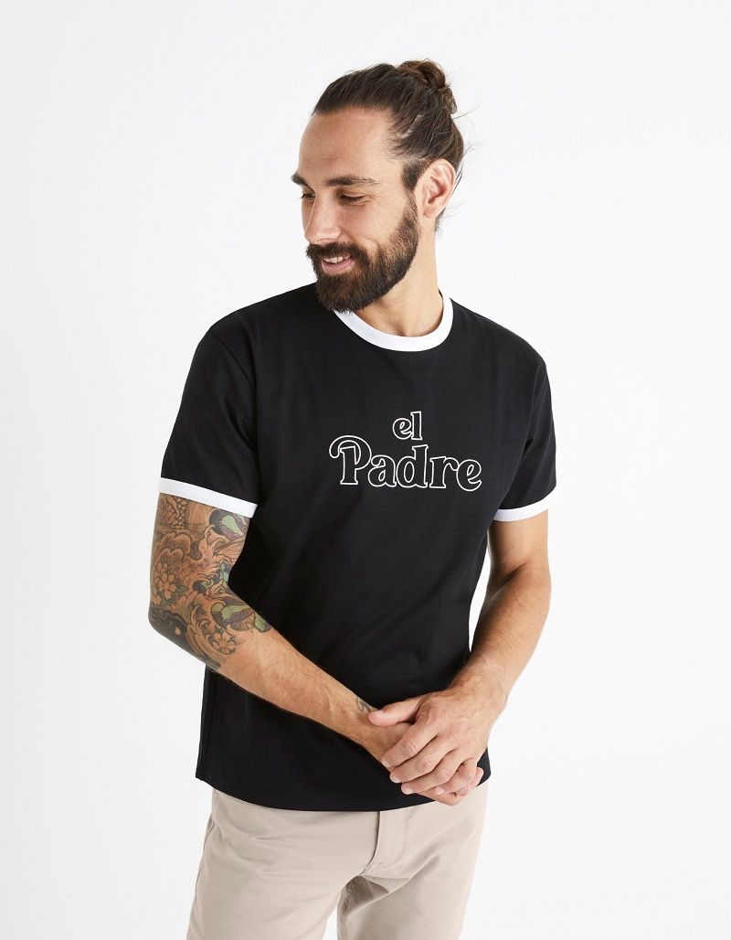 t-shirt-col-rond-100-coton-noir