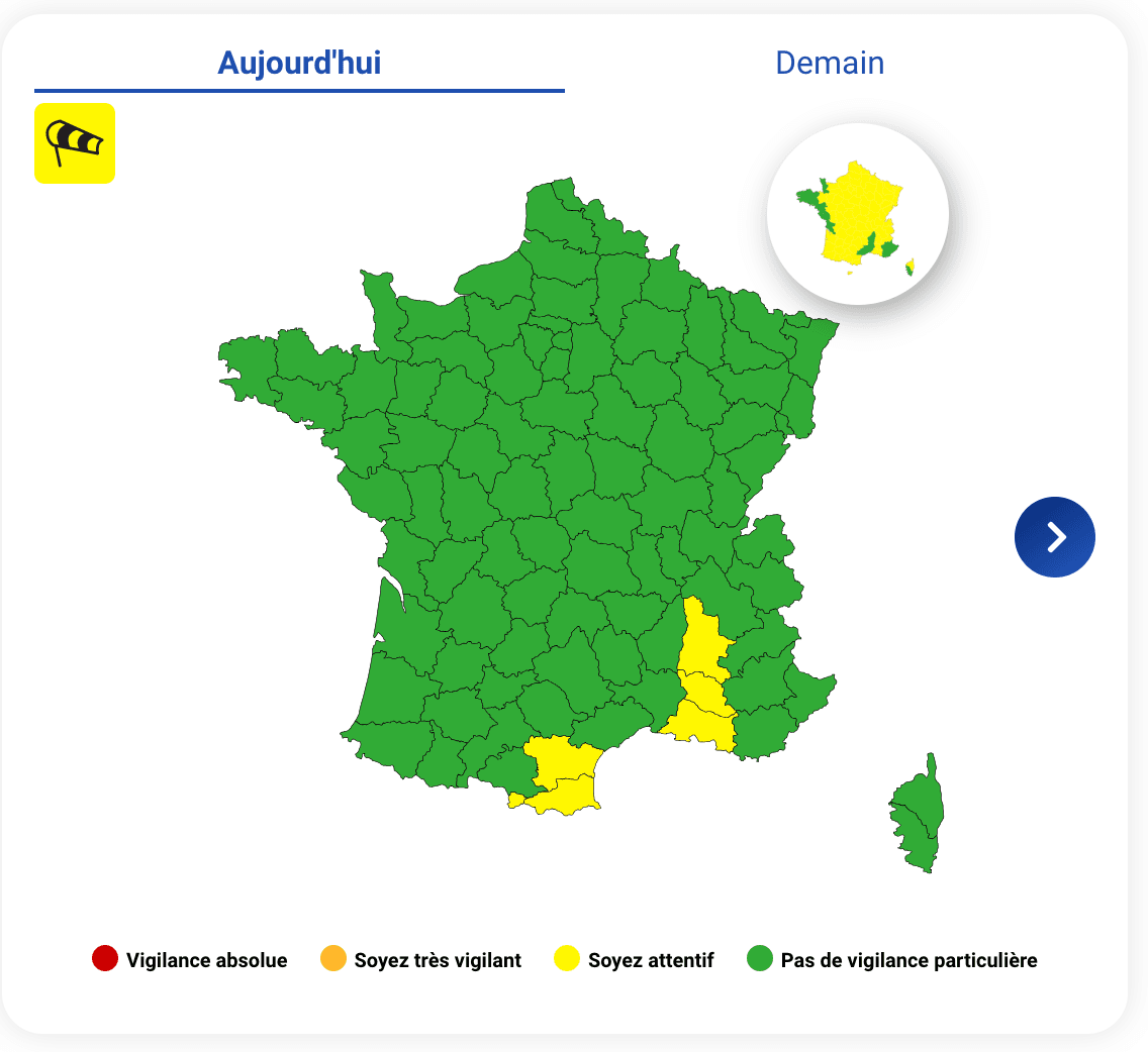 Vents violents : voici les 5 d&eacute;partements plac&eacute;s en vigilance jaune ce vendredi 21 novembre