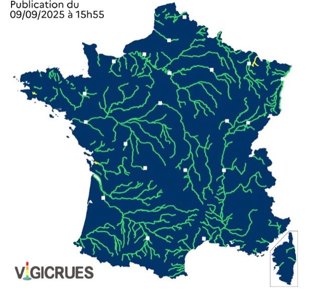 Crues : voici les 3 départements placés en vigilance jaune ce mercredi 10 septembre 2025