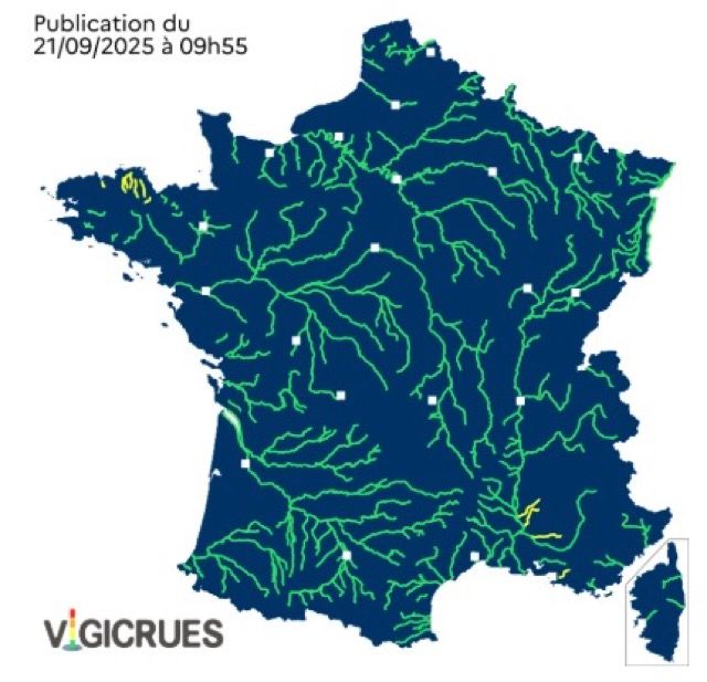 Crues : voici les 6 départements placés en vigilance jaune ce dimanche 21 septembre 2025