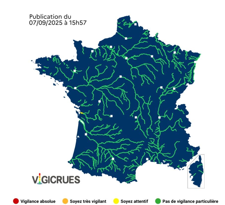 Crues : voici le département en vigilance jaune ce lundi 8 septembre 2025